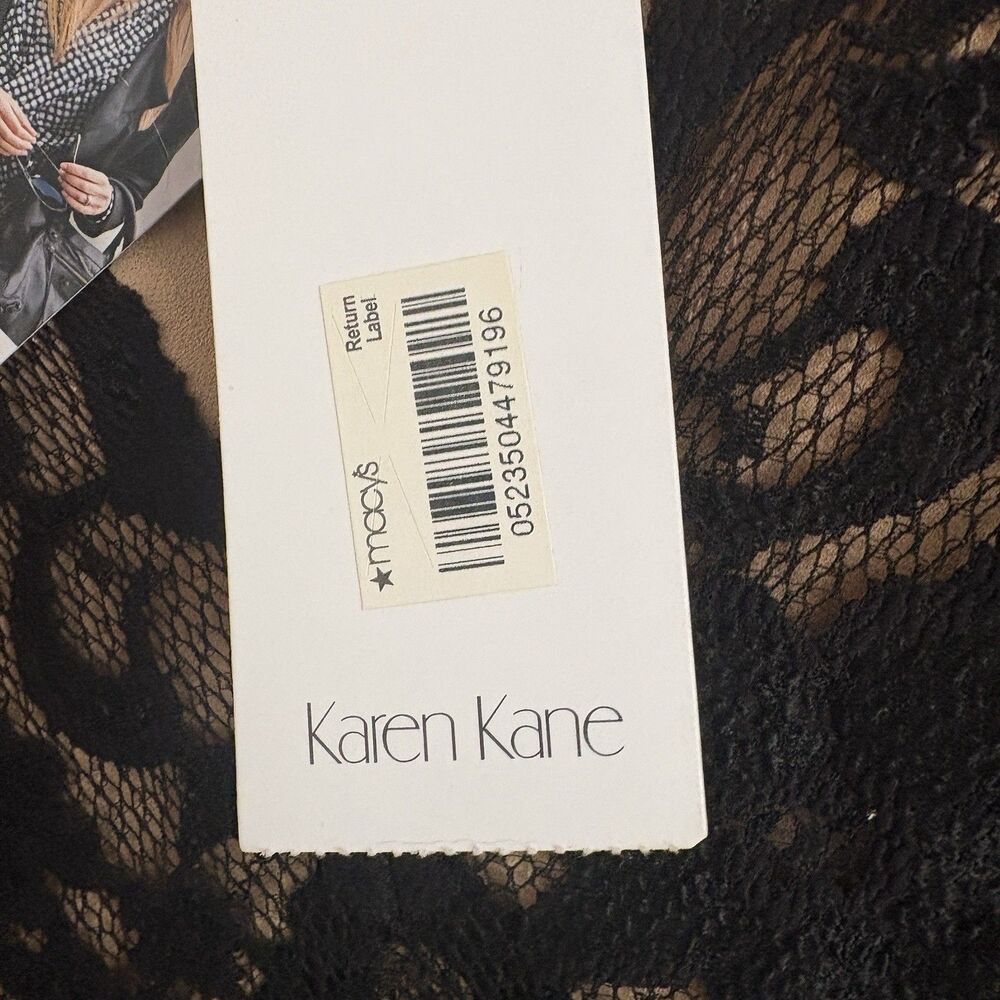 Karen Kane Womens Dress Size XL Brown Lace Floral Scalloped Sheath V-Neck NWT - Picture 9 of 15